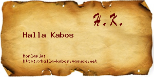 Halla Kabos névjegykártya